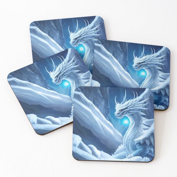 Item preview, a white dragon sitting on top of a snow covered mountain designed and sold by DesignAtYO.