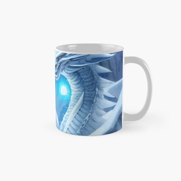 Item preview, a white dragon sitting on top of a snow covered mountain designed and sold by DesignAtYO.