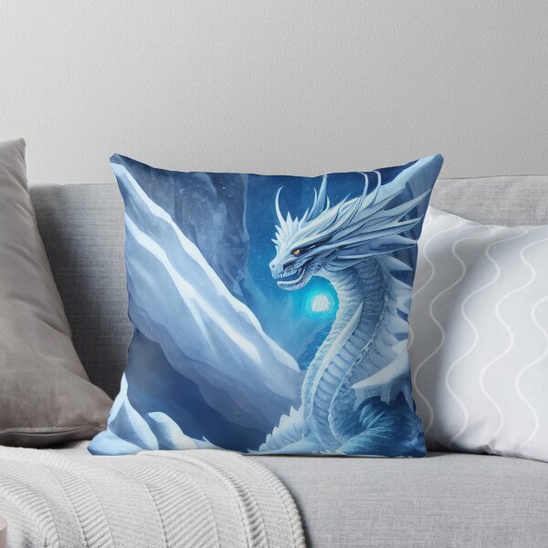 Item preview, a white dragon sitting on top of a snow covered mountain designed and sold by DesignAtYO.