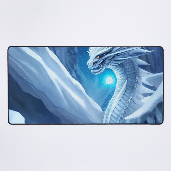 Item preview, a white dragon sitting on top of a snow covered mountain designed and sold by DesignAtYO.