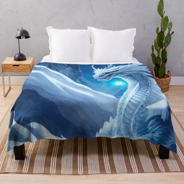 Item preview, a white dragon sitting on top of a snow covered mountain designed and sold by DesignAtYO.