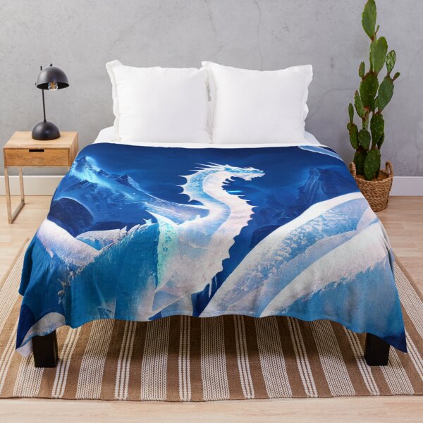 Item preview, a white dragon sitting on top of a snow covered mountain designed and sold by DesignAtYO.