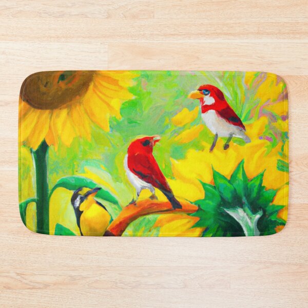 Item preview, Sunflowers Cardinal Birds Watercolor Painting | A beautiful Oil Painting designed and sold by Color-Me-Blue.