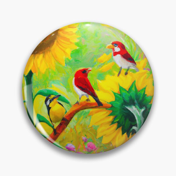 Item preview, Sunflowers Cardinal Birds Watercolor Painting | A beautiful Oil Painting designed and sold by Color-Me-Blue.
