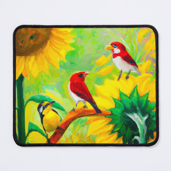 Item preview, Sunflowers Cardinal Birds Watercolor Painting | A beautiful Oil Painting designed and sold by Color-Me-Blue.