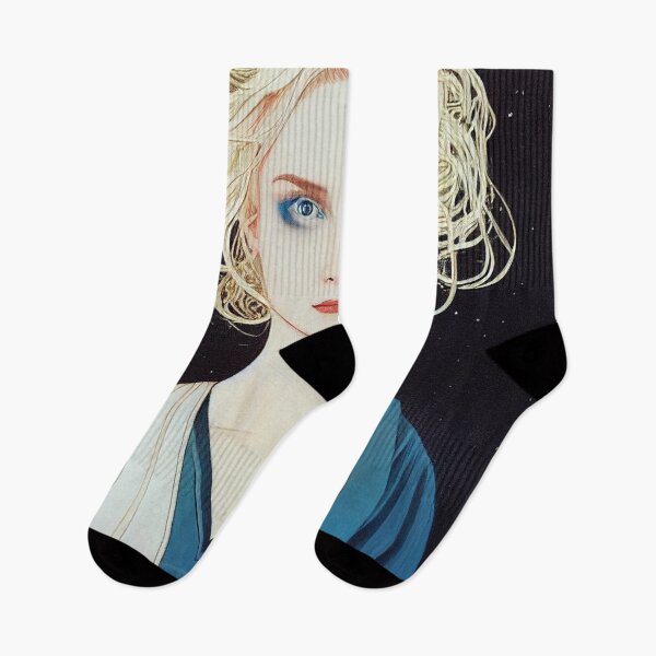 Item preview, a painting of a woman with blonde hair and blue eyes designed and sold by DesignAtYO.