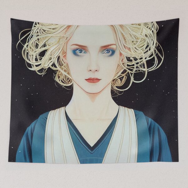 Item preview, una pintura de una mujer con cabello rubio y ojos azules designed and sold by DesignAtYO.