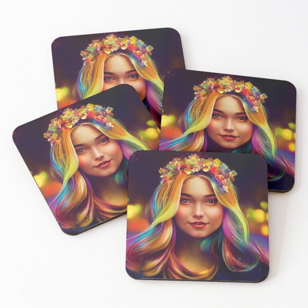Item preview, a digital painting of a woman with colorful hair designed and sold by DesignAtYO.
