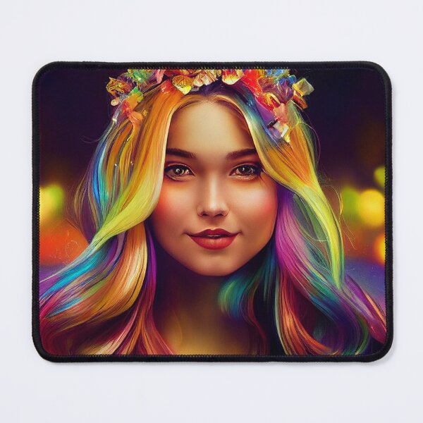 Item preview, a digital painting of a woman with colorful hair designed and sold by DesignAtYO.