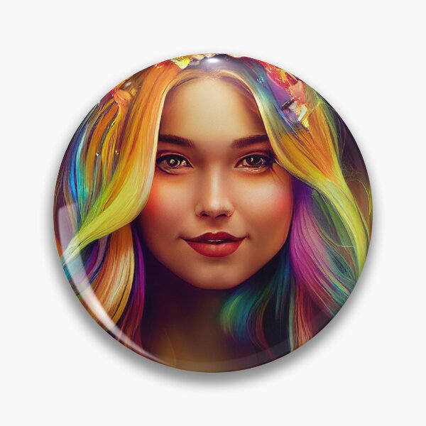 Item preview, a digital painting of a woman with colorful hair designed and sold by DesignAtYO.