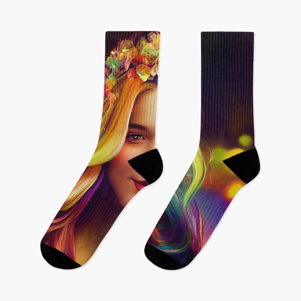 Item preview, a digital painting of a woman with colorful hair designed and sold by DesignAtYO.