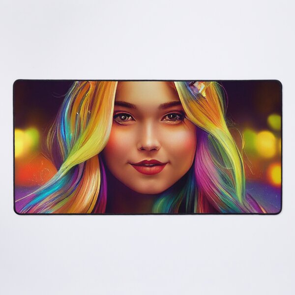Item preview, a digital painting of a woman with colorful hair designed and sold by DesignAtYO.