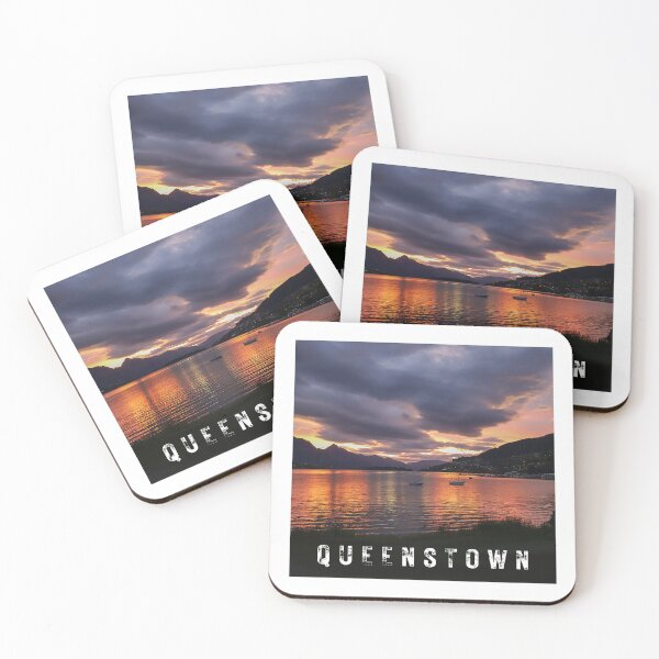 Item preview, Lake Wakatipu sunset with "Queenstown" text (Otago, New Zealand) designed and sold by PhotoDesignNZ.