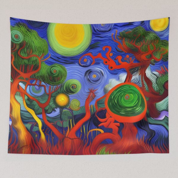 Item preview, Fantasy Jungle Abstract Acrylic Painting Rainbow Multi Color designed and sold by theWeppen.