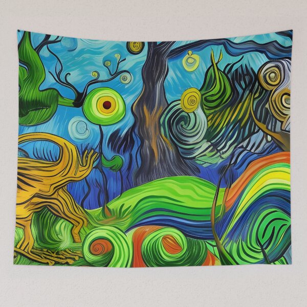 Item preview, Surreal Forest Acrylic Painting Rainbow Multi Color designed and sold by theWeppen.
