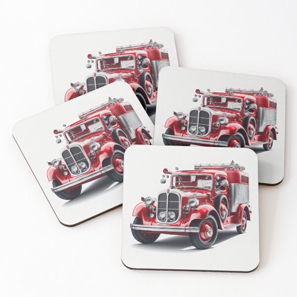 Item preview, Art Deco Fire Truck designed and sold by TheArtfulAI.