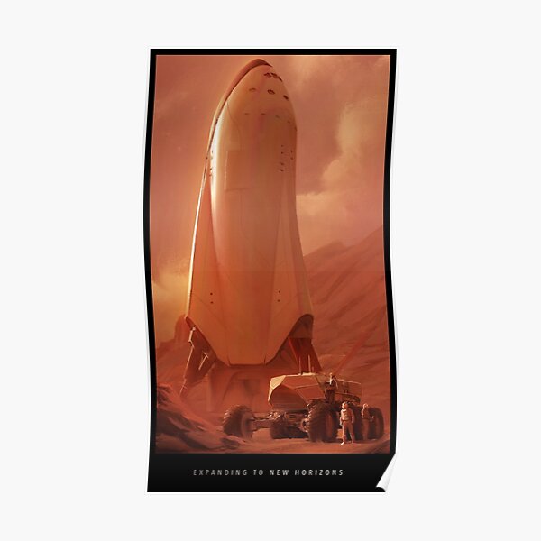 inspiré par la mission SpaceX mars BFR.
Veuillez visiter shop.spacex.com pour les souvenirs officiels de SpaceX.
S'ouvrir à de nouveaux horizons et à l'avenir de l'exploration spatiale! Poster