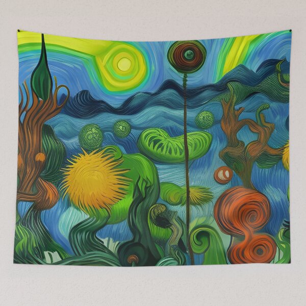 Item preview, Fantasy Forest Acrylic Painting Rainbow Multi Color designed and sold by theWeppen.