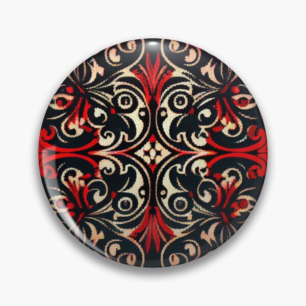 Item preview, Red Black European Pattern Digital Painting designed and sold by CodeAndColors.