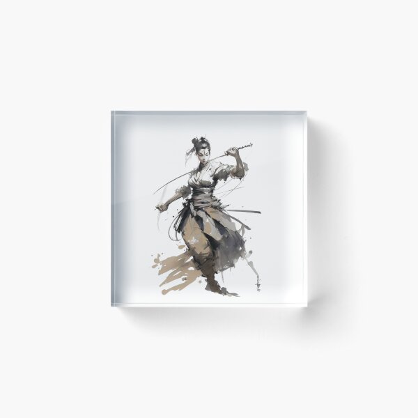 Watercolor Samurai Woman Acrylic Block