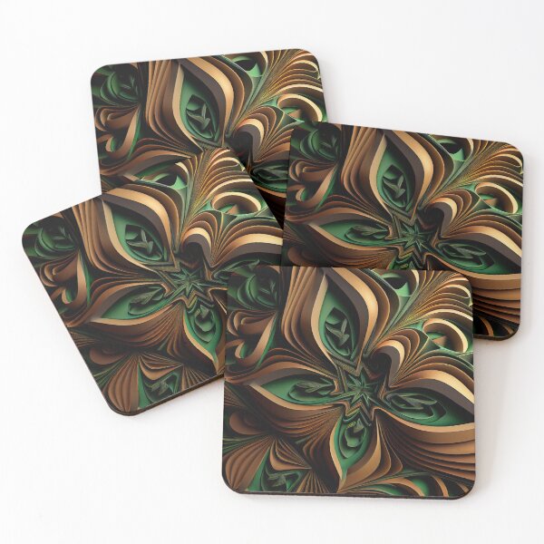 Item preview, Brown Grand Green Three Dimensional Maximalist Pattern  Digital Painting designed and sold by CodeAndColors.