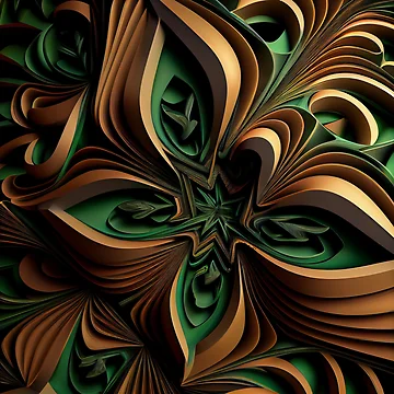 Vorschaubild zum Design Brown Grand Green Three Dimensional Maximalist Pattern Digital Painting von CodeAndColors