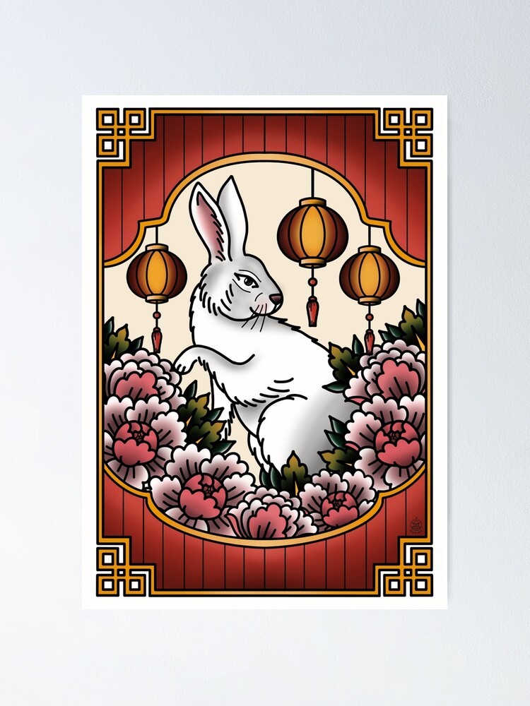 Traditional Holland Lop Bunny Tattoo Ink Art Style by Triplethedot