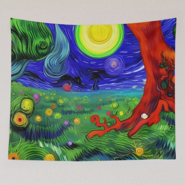 Item preview, Surreal Forest  Acrylic Painting Rainbow Multi Color designed and sold by theWeppen.