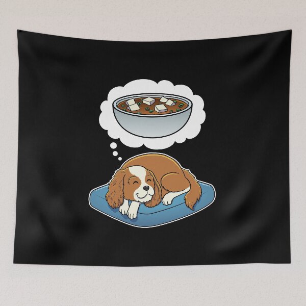Aperçu de l'œuvre Cavalier King Charles Spaniel dreaming about Miso Soup créée et vendue par DoggieDelights.