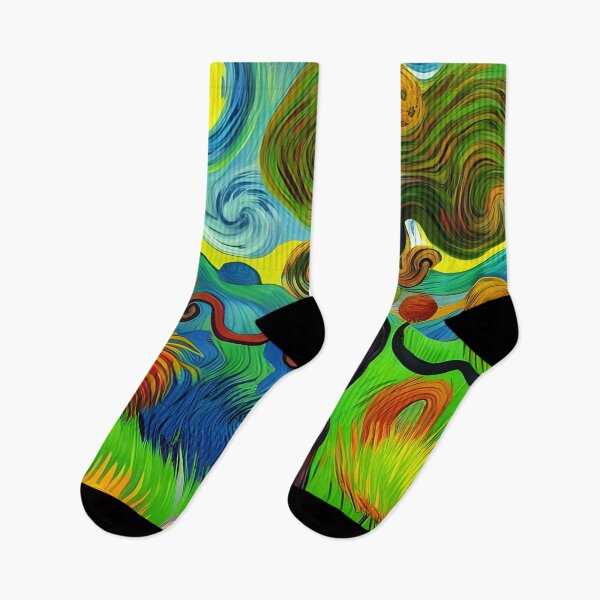 Item preview, Dancing Trees Surreal Acrylic Painting Rainbow Multi Color designed and sold by theWeppen.