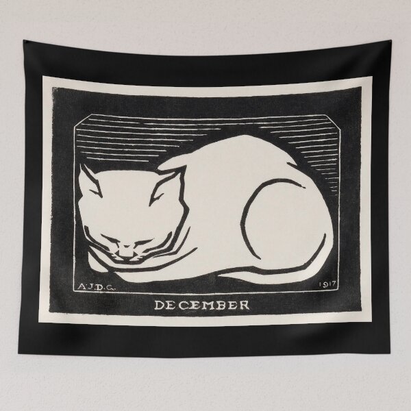 Item preview, December cat - sleeping cat art designed and sold by professorguru.