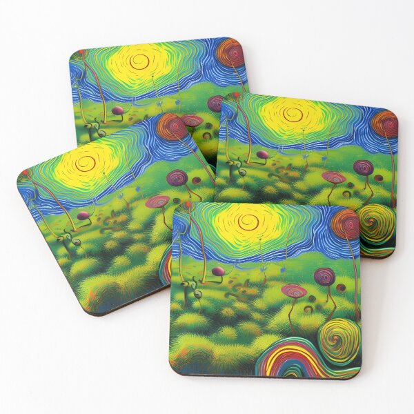 Item preview, Trippy Tundra Surreal Acrylic Painting Rainbow Multi Color designed and sold by theWeppen.