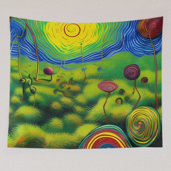 Item preview, Trippy Tundra Surreal Acrylic Painting Rainbow Multi Color designed and sold by theWeppen.