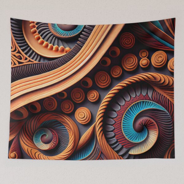 Item preview, Psychedelic Clay Wood Fine Eclectic Pattern Digital Painting designed and sold by CodeAndColors.
