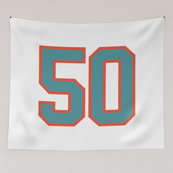 Item preview, 50 number, aqua orange lucky sports fifty designed and sold by ArtIsParty.