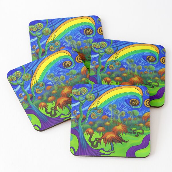 Item preview, Trippy Dreams Surreal Acrylic Painting Rainbow Multi Color designed and sold by theWeppen.
