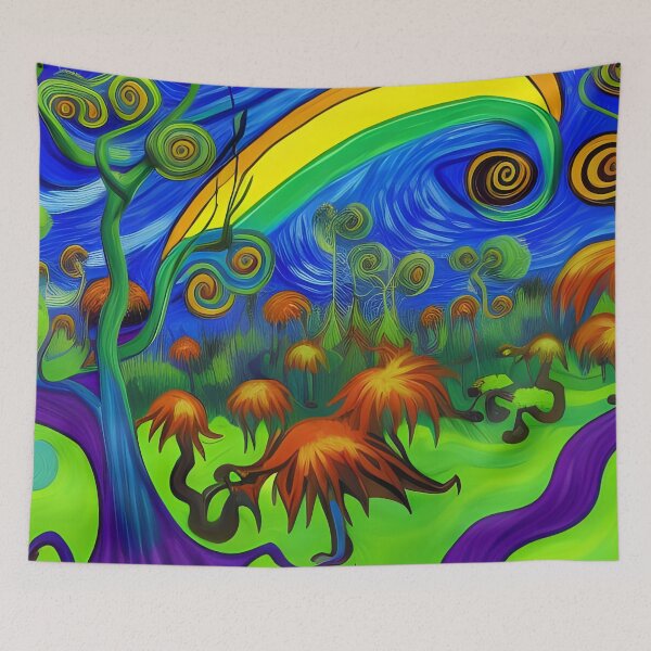 Item preview, Trippy Dreams Surreal Acrylic Painting Rainbow Multi Color designed and sold by theWeppen.