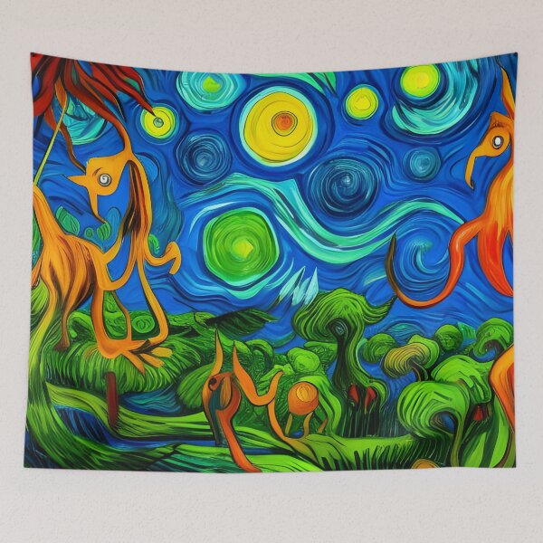 Item preview, Psychedelic Forest Surreal Acrylic Painting Rainbow Multi Color designed and sold by theWeppen.