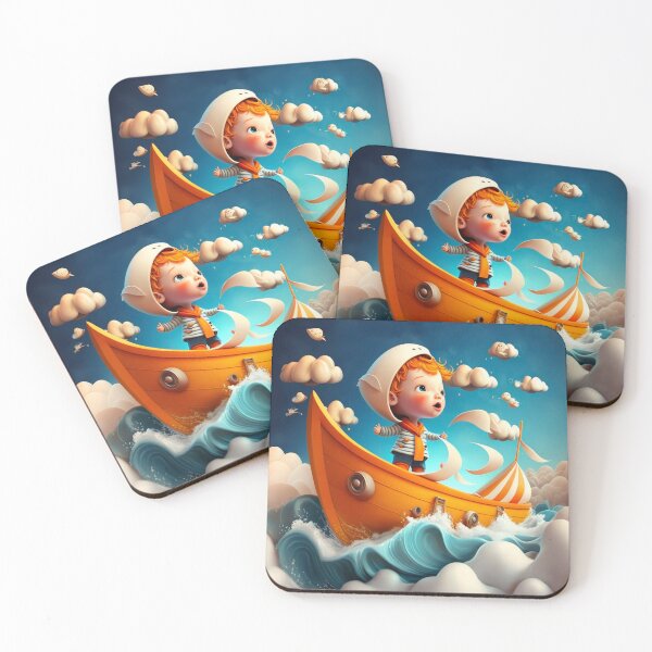 Item preview, Little sailor boy, on his boat, illustration boy designed and sold by Crea79.