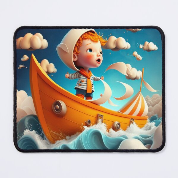 Item preview, Little sailor boy, on his boat, illustration boy designed and sold by Crea79.