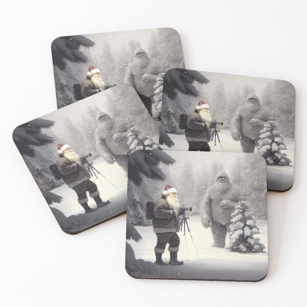 Item preview, Santa Claus Hanging Out with Bigfoot in Winter Digital Painting designed and sold by CodeAndColors.