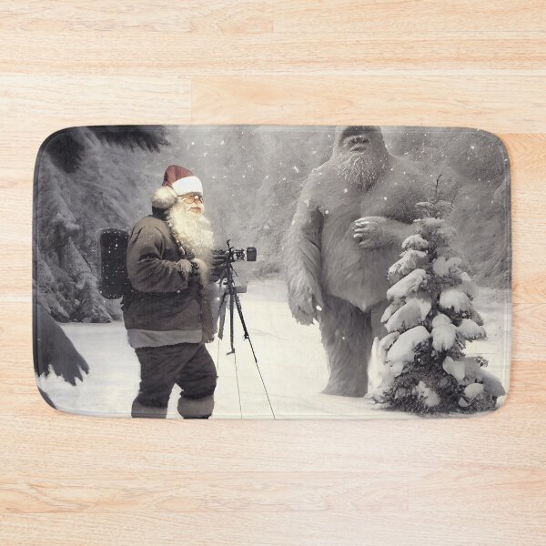 Item preview, Santa Claus Hanging Out with Bigfoot in Winter Digital Painting designed and sold by CodeAndColors.
