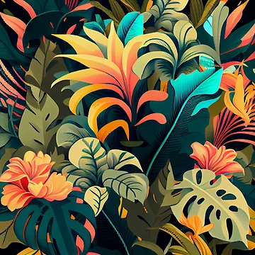 Vorschaubild zum Design Dense Dazzling Pale Aggressive Tropical Pattern Digital Painting von CodeAndColors