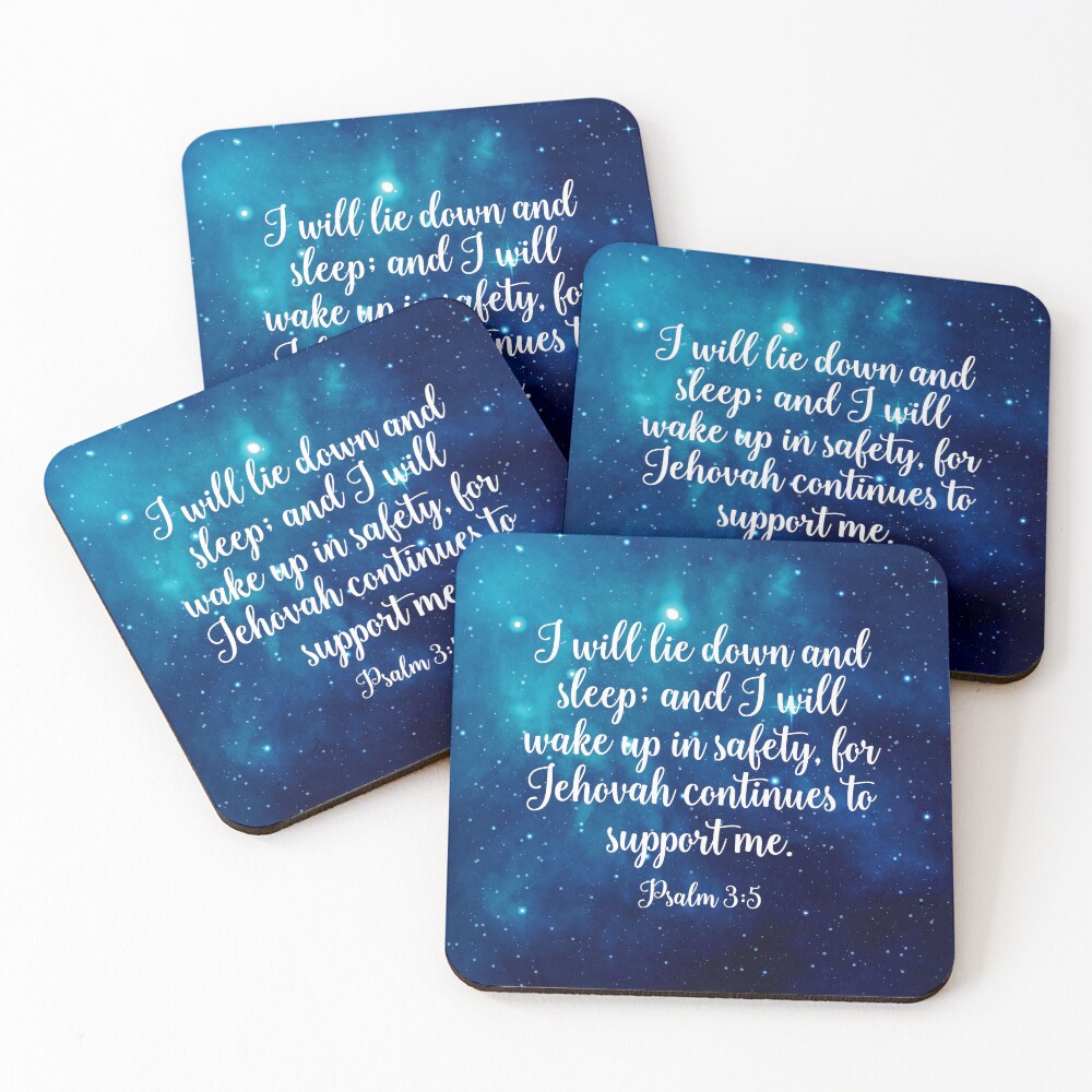 Psalm 3:5 Coasters (Set of 4)
