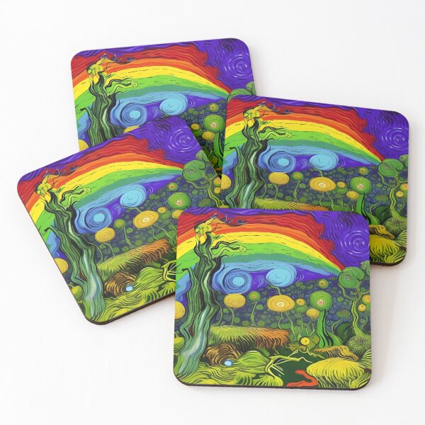 Item preview, Trippy Psychedelic Forest Abstract Rainbow Multi Color Painting designed and sold by theWeppen.