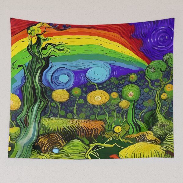 Item preview, Trippy Psychedelic Forest Abstract Rainbow Multi Color Painting designed and sold by theWeppen.