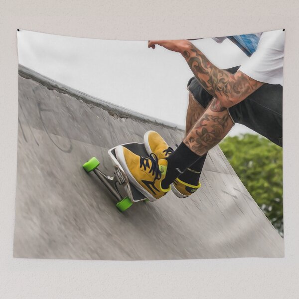 Item preview, Skater wearing his yellow sneakers at the skatepark designed and sold by elcarnero.