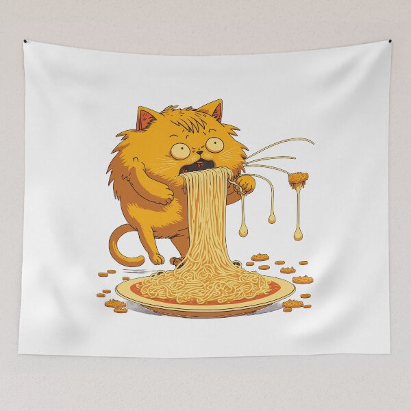 Item preview, Cat Eating Spaghetti designed and sold by AndrewWorld.