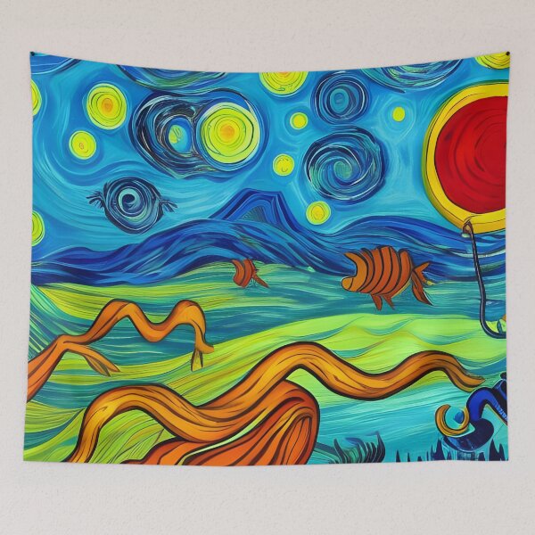 Item preview, Trippy Underwater World Abstract Rainbow Multi Color Painting designed and sold by theWeppen.