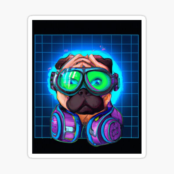 Cyberpunk Pug Dog Sticker For Sale By Nicolasology Redbubble